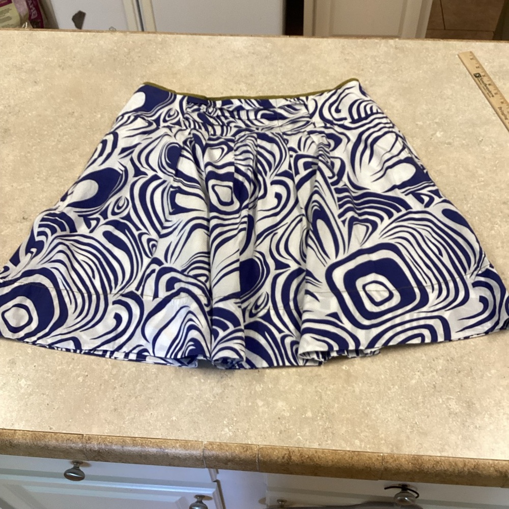CAbi SZ 12 pleated lined swing style skirt pockets cotton blend drop waistband - Picture 4 of 11